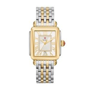 New Michele Deco Madison Diamond Two Tone Gold MWW06T000147 Ladies 33m Watch